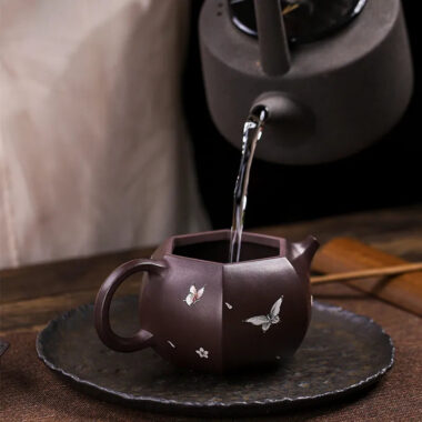 Full Handmade Yixing Zisha Teapot [Butterfly Xishi] (Zi Jia Ni – 420ml)