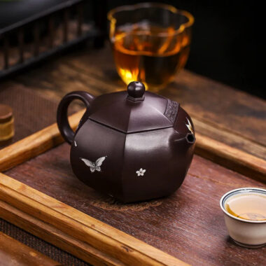 Full Handmade Yixing Zisha Teapot [Butterfly Xishi] (Zi Jia Ni – 420ml)