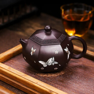 Full Handmade Yixing Zisha Teapot [Butterfly Xishi] (Zi Jia Ni – 420ml)