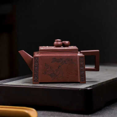 Full Handmade Yixing Zisha Teapot [Chess Joy] (Di Cao Qing – 280ml)