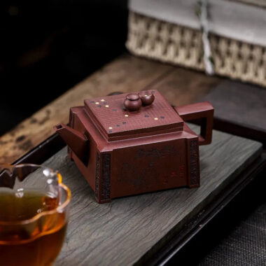 Full Handmade Yixing Zisha Teapot [Chess Joy] (Di Cao Qing – 280ml)