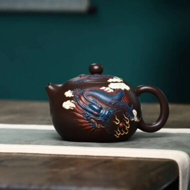 Full Handmade Yixing Zisha Teapot [Dragon Xishi Pot] (Lao Zi Ni – 420ml)