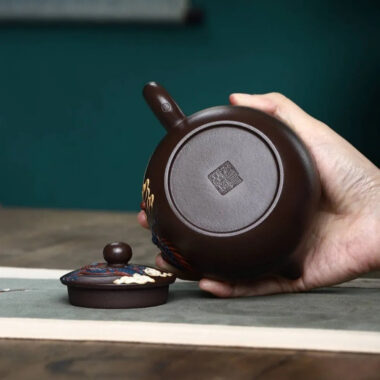 Full Handmade Yixing Zisha Teapot [Dragon Xishi Pot] (Lao Zi Ni – 420ml)