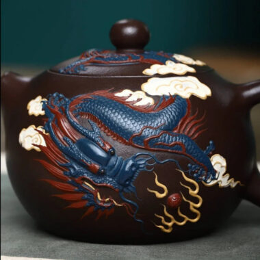 Full Handmade Yixing Zisha Teapot [Dragon Xishi Pot] (Lao Zi Ni – 420ml)