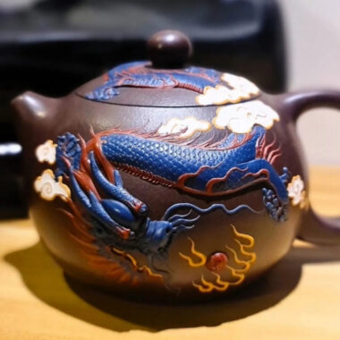 Full Handmade Yixing Zisha Teapot [Dragon Xishi Pot] (Lao Zi Ni – 420ml)