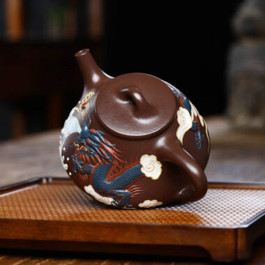 Full Handmade Yixing Zisha Teapot [Dragon Ziye Shi Piao Pot] (Lao Zi Ni – 350ml)