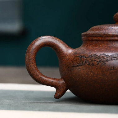 Full Handmade Yixing Zisha Teapot [Fanggu Pot] Full Set (Longgu Jin Sha – 480ml)