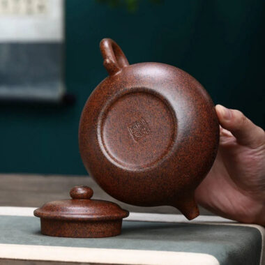 Full Handmade Yixing Zisha Teapot [Fanggu Pot] Full Set (Longgu Jin Sha – 480ml)