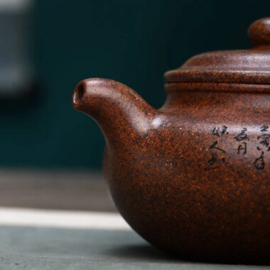 Full Handmade Yixing Zisha Teapot [Fanggu Pot] Full Set (Longgu Jin Sha – 480ml)