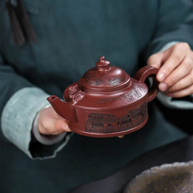 Full Handmade Yixing Zisha Teapot [Feng Wu Jiu Tian] (Lao Zi Ni – 410ml)