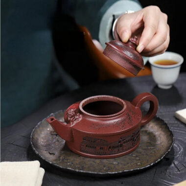 Full Handmade Yixing Zisha Teapot [Feng Wu Jiu Tian] (Lao Zi Ni – 410ml)