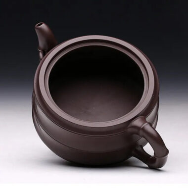 Full Handmade Yixing Zisha Teapot [Flat Two-section Bamboo Pot] (Lao Zi Ni – 130/320ml)