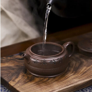 Full Handmade Yixing Zisha Teapot [Fu Yuan] (Ziyu Jin Sha – 250ml)