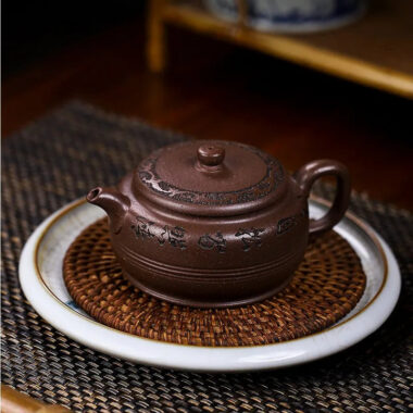Full Handmade Yixing Zisha Teapot [Fu Yuan] (Ziyu Jin Sha – 250ml)