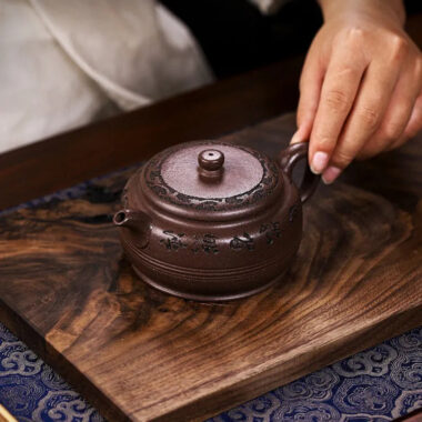 Full Handmade Yixing Zisha Teapot [Fu Yuan] (Ziyu Jin Sha – 250ml)