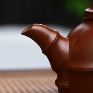 Full Handmade Yixing Zisha Teapot [Half Moon Bamboo Pot] (Di Cao Qing – 260ml)