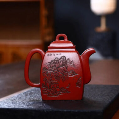 Full Handmade Yixing Zisha Teapot [Han Fang Pot] (Dahongpao – 350ml)