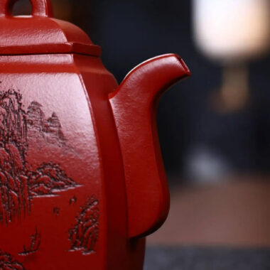 Full Handmade Yixing Zisha Teapot [Han Fang Pot] (Dahongpao – 350ml)