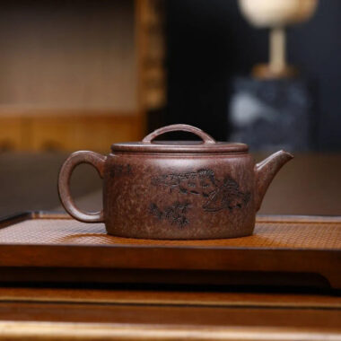 Full Handmade Yixing Zisha Teapot [Hanwa Pot] (Longgu Jin Sha – 300ml)