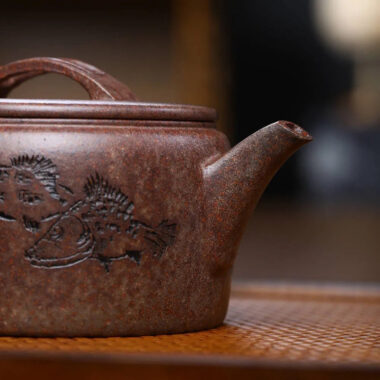 Full Handmade Yixing Zisha Teapot [Hanwa Pot] (Longgu Jin Sha – 300ml)