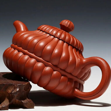 Full Handmade Yixing Zisha Teapot [Hehuan Jin Nang Pot] (Zhao Zhuang Zhu Ni – 210ml)
