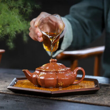 Full Handmade Yixing Zisha Teapot [Hua Fei Die Wu] (Jin Jiang Po Ni – 250ml)