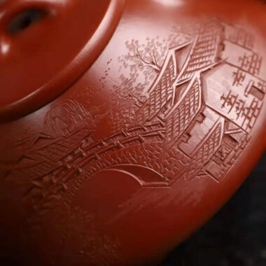 Full Handmade Yixing Zisha Teapot [Jiangnan Ziye Shi Piao Pot] (Dahongpao – 220ml)