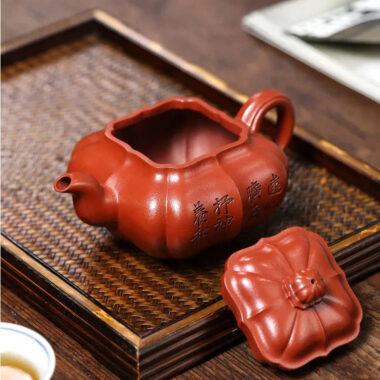 Full Handmade Yixing Zisha Teapot [Jin Nang Chuan Lu Pot] (Xiao Meiyao Zhu Ni – 280ml)
