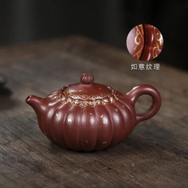Full Handmade Yixing Zisha Teapot [Jin Wen Ruyi] (Long Xue Sha – 180ml)