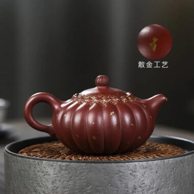 Full Handmade Yixing Zisha Teapot [Jin Wen Ruyi] (Long Xue Sha – 180ml)