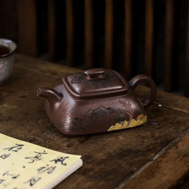Full Handmade Yixing Zisha Teapot [Jinxiu Shanhe] (Ziyu Jin Sha – 220ml)