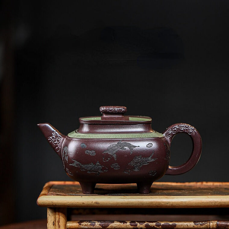 Full Handmade Yixing Zisha Teapot [Jiu Yu Xi Shui] (Zi Jia Ni – 400ml)