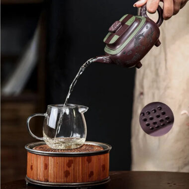 Full Handmade Yixing Zisha Teapot [Jiu Yu Xi Shui] (Zi Jia Ni – 400ml)