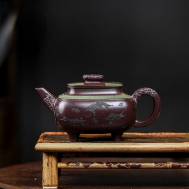 Full Handmade Yixing Zisha Teapot [Jiu Yu Xi Shui] (Zi Jia Ni – 400ml)