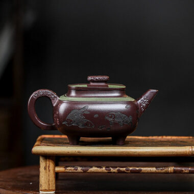 Full Handmade Yixing Zisha Teapot [Jiu Yu Xi Shui] (Zi Jia Ni – 400ml)