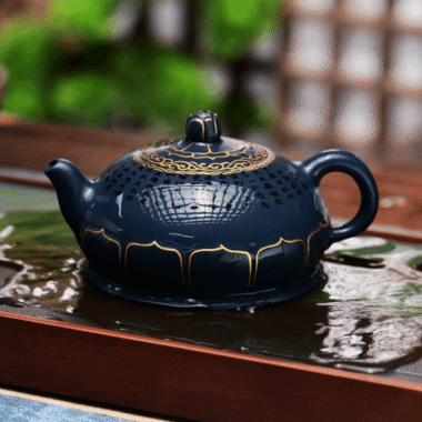 Full Handmade Yixing Zisha Teapot [Jixiang Jinlian] (Tian Qing Ni – 350ml)