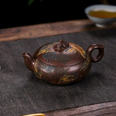Full Handmade Yixing Zisha Teapot [Kaoshan Shi] (Ziyu Jin Sha – 270ml)