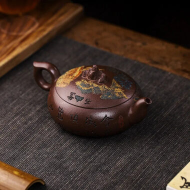Full Handmade Yixing Zisha Teapot [Kaoshan Shi] (Ziyu Jin Sha – 270ml)