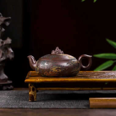 Full Handmade Yixing Zisha Teapot [Kaoshan Shi] (Ziyu Jin Sha – 270ml)