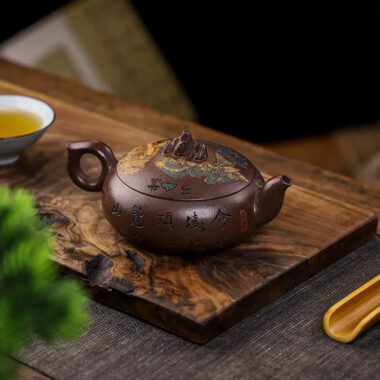 Full Handmade Yixing Zisha Teapot [Kaoshan Shi] (Ziyu Jin Sha – 270ml)