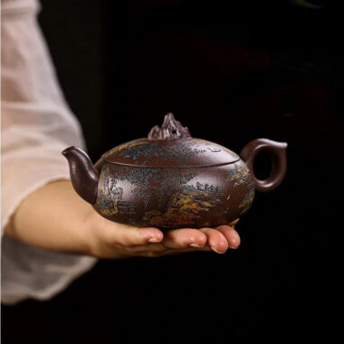 Full Handmade Yixing Zisha Teapot [Kaoshan Shi] (Ziyu Jin Sha – 270ml)