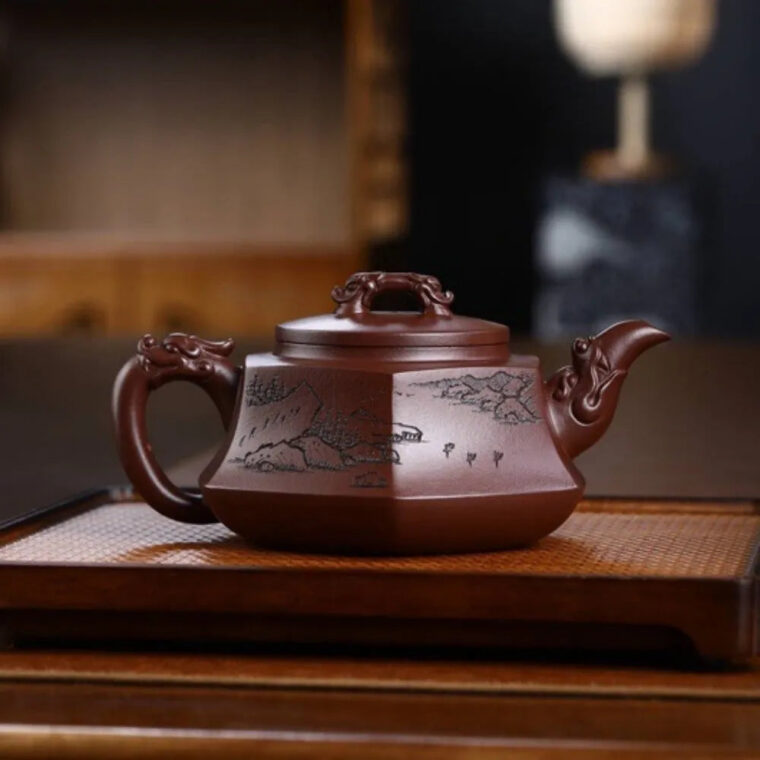Full Handmade Yixing Zisha Teapot [Liufang Long Pot] (Zi Ni – 450ml)