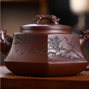 Full Handmade Yixing Zisha Teapot [Liufang Long Pot] (Zi Ni – 450ml)