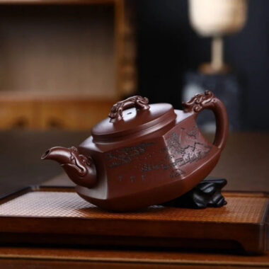 Full Handmade Yixing Zisha Teapot [Liufang Long Pot] (Zi Ni – 450ml)