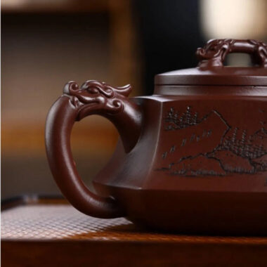 Full Handmade Yixing Zisha Teapot [Liufang Long Pot] (Zi Ni – 450ml)