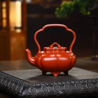 Full Handmade Yixing Zisha Teapot [Linghua Tilaing Pot] (Zhu Ni – 380ml)