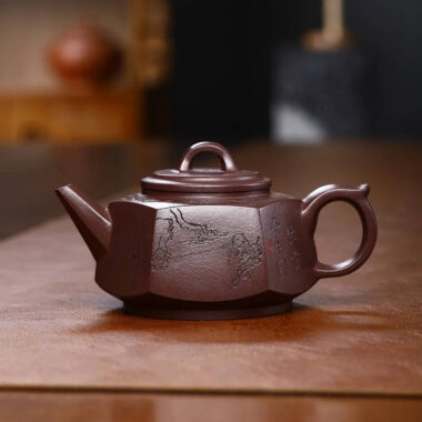 Full Handmade Yixing Zisha Teapot [Liufang Lai Cai Pot] (Zi Ni – 280ml)