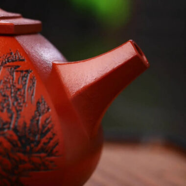 Full Handmade Yixing Zisha Teapot [Liufang Shi Piao Pot] (Xiao Meiyao Zhu Ni – 280ml)