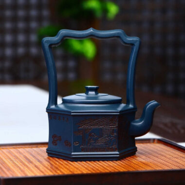 Full Handmade Yixing Zisha Teapot [Liufang Tiliang Pot] (Tian Qing Ni – 280ml)