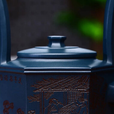 Full Handmade Yixing Zisha Teapot [Liufang Tiliang Pot] (Tian Qing Ni – 280ml)